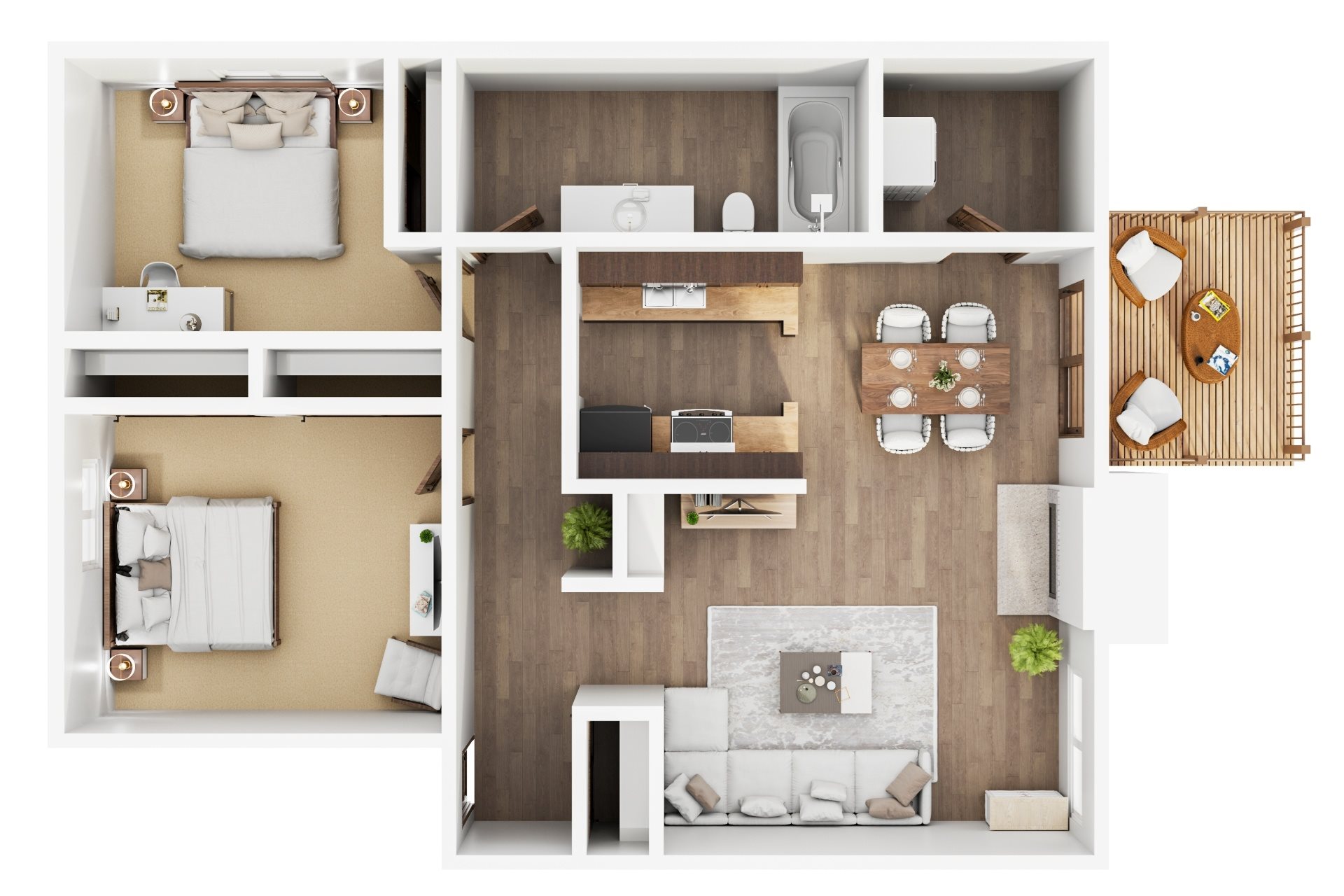 Two Bedroom Large floor plan